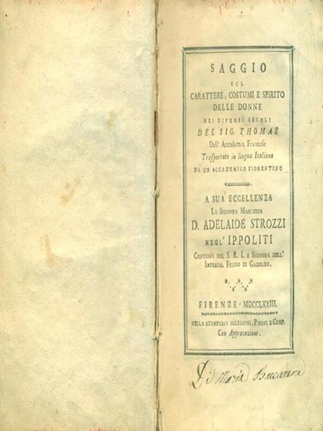 Saggio sul Carattere, Costumi e Spirito delle Donne nei diversi secoli - Thomas - 3