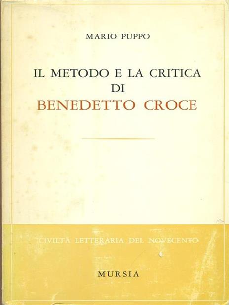 metodo e la critica di Benedetto Croce - Mario Puppo - copertina