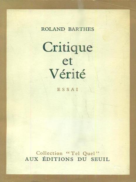 Critique et veritè - Roland Barthes - copertina
