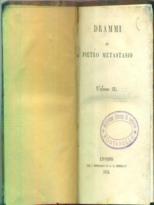 Drammi. Vol IX - Pietro Metastasio - copertina