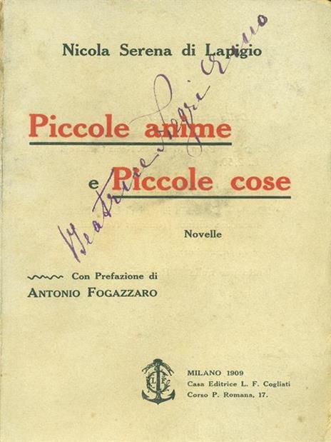 Piccole anime Piccole cose - Nicola Serena di Lapigno - copertina