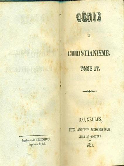 Genie du Christianism Tome 4 - François-René de Chateaubriand - copertina
