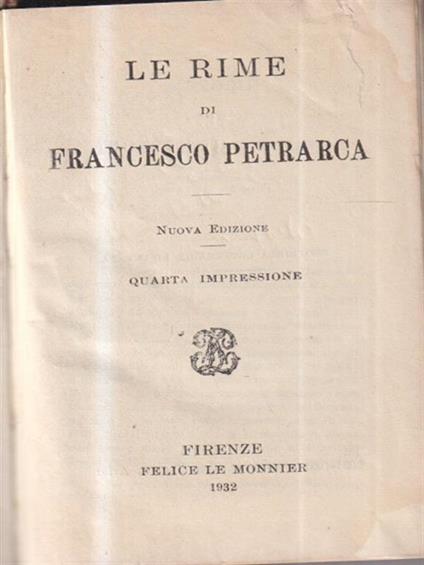 Le rime - Francesco Petrarca - copertina