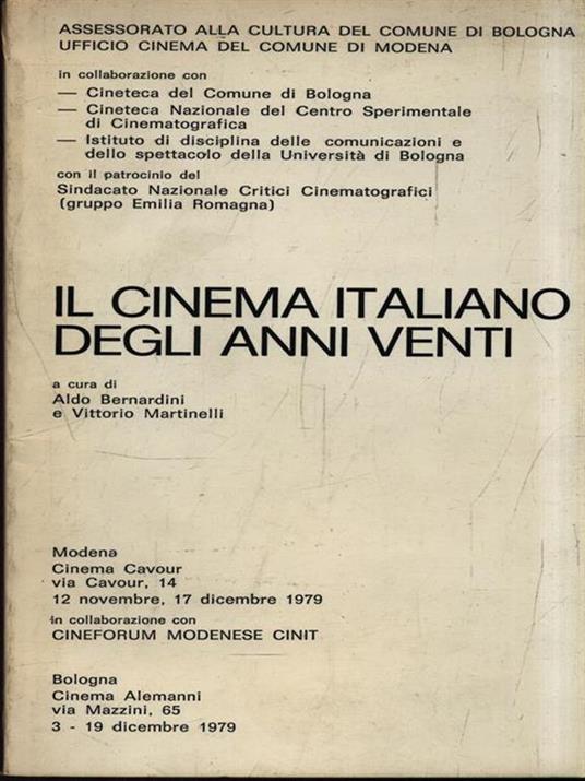 Il cinema italiano degli anni venti - Aldo Bernardini - copertina
