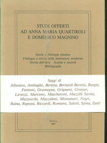 Studi offerti ad Anna Maria Quartiroli e Domenico Magnino -   - copertina