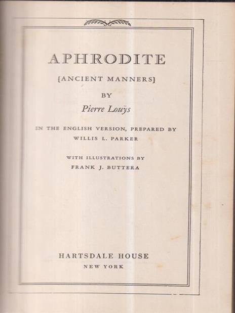 Aphrodite (ancient manners) - Pierre Louÿs - copertina