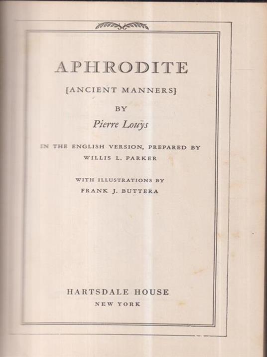 Aphrodite (ancient manners) - Pierre Louÿs - copertina