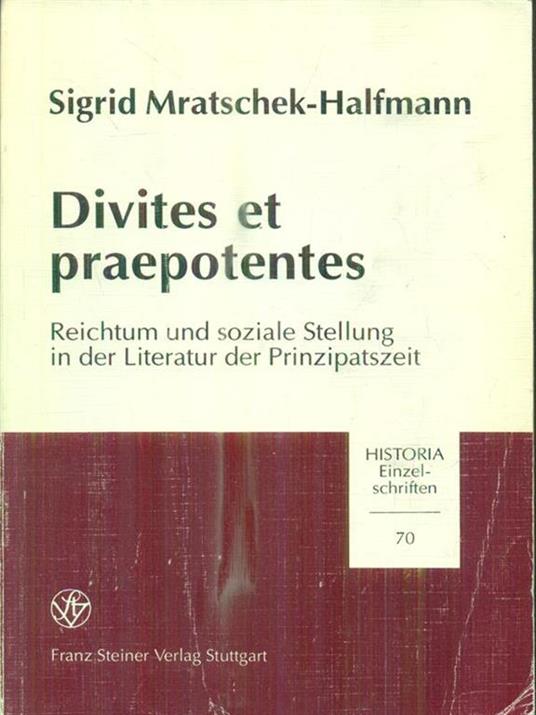 Divites et praepotentes - Sigrid Mratschek-Halfmann - copertina