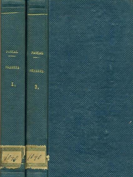Pensees de Blaise Pascal I-II - Blaise Pascal - copertina