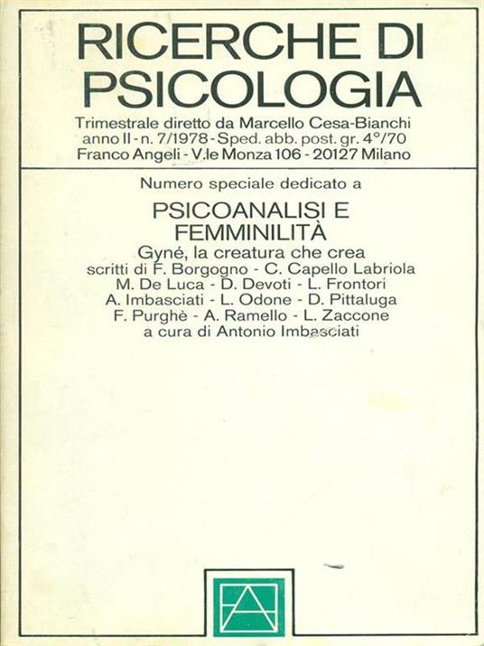 Ricerche di psicologia n. 7, 1978 -   - copertina