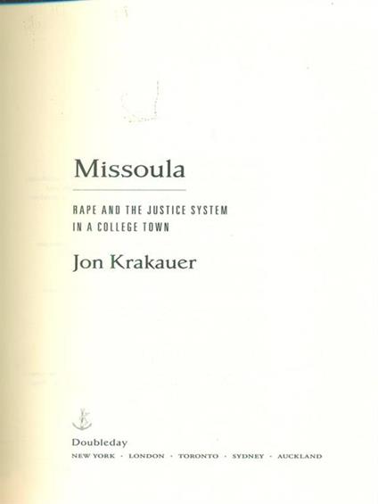 Missoula - Jon Krakauer - copertina