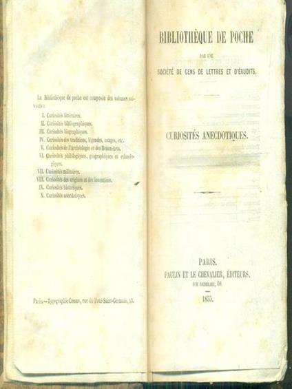 Curiosites anecdotiques - copertina