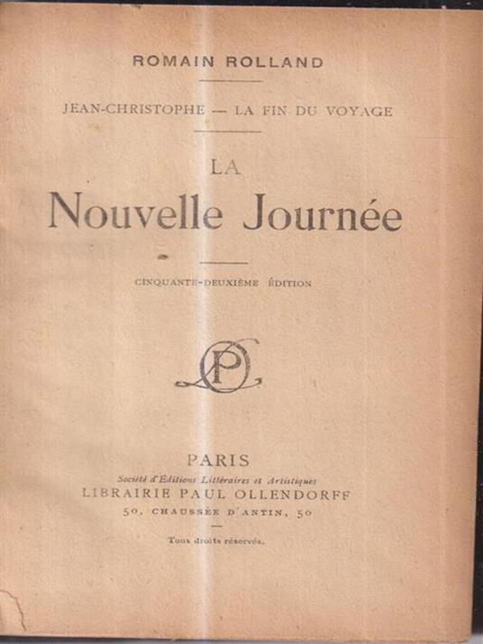 Jean-Christophe, La fin du voyage - La Nouvelle Journee vol III - Romain Rolland - copertina