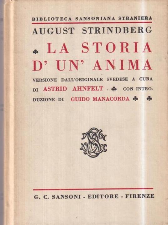La storia d' un'anima - August Strindberg - copertina