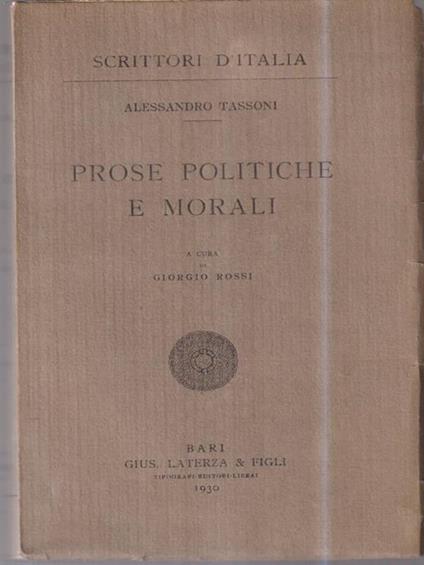Prose politiche e morali - Alessandro Tassoni - copertina