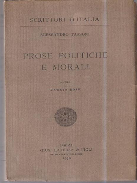 Prose politiche e morali - Alessandro Tassoni - copertina