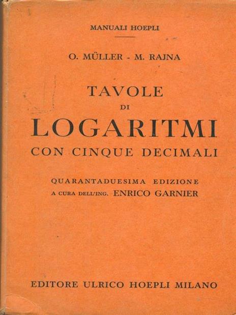 Tavole di logaritmi con cinque decimali - O. Muller - copertina