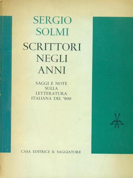 Scrittori negli anni - Sergio Solmi - copertina