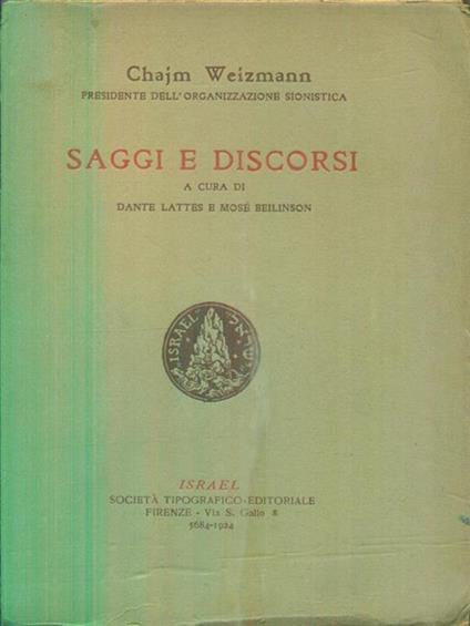 Saggi e discorsi - Chaim Weizmann - copertina