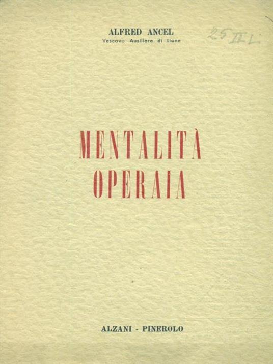 Mentalità operaia - Alfred Ancel - copertina