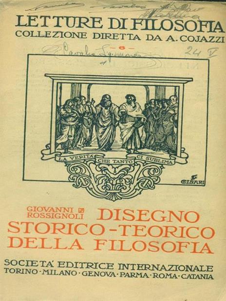 Disegno storico-teorico della filosofia - Giovanni Rossignoli - copertina