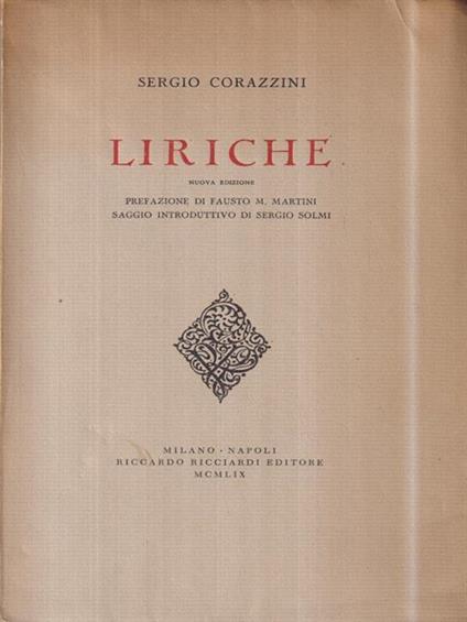 Liriche - Sergio Corazzini - copertina