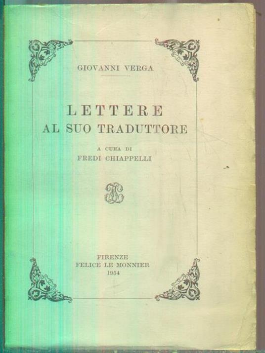 Lettere al suo traduttore - Giovanni Verga - copertina