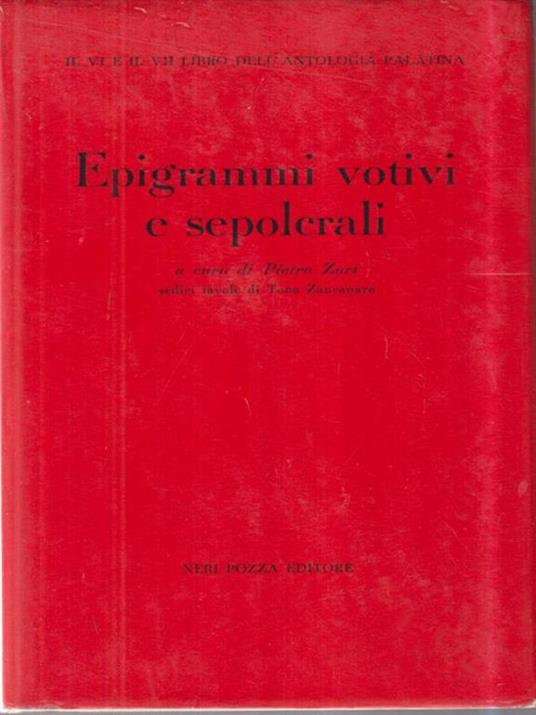 Epigrammi votivi e sepolcrali - Pietro Zari - copertina