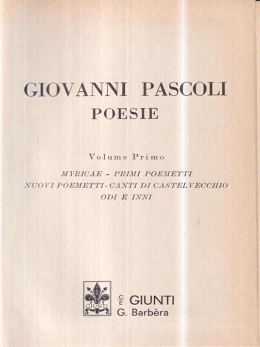 Poesie - Giovanni Pascoli - copertina