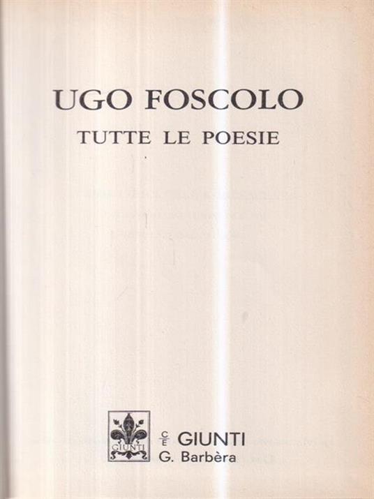 Tutte le poesie - Ugo Foscolo - copertina