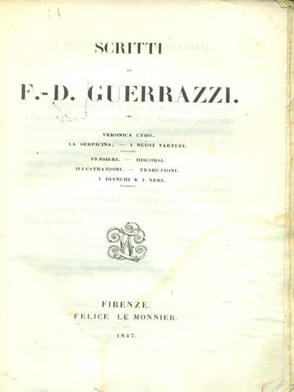 Scritti di F.D. Guerrazzi - Francesco D. Guerrazzi - copertina