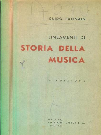Lineamenti di storia della musica - Guido Pannain - copertina