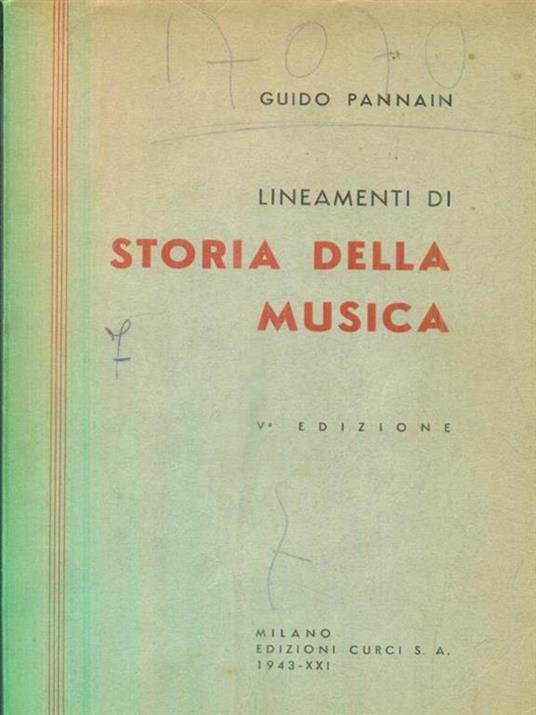 Lineamenti di storia della musica - Guido Pannain - copertina