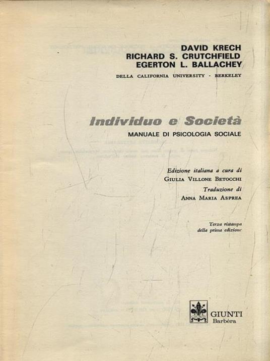 Individuo e società -   - copertina
