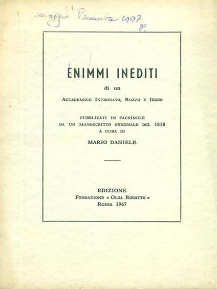 Enimmi inediti - Mario Daniele - copertina