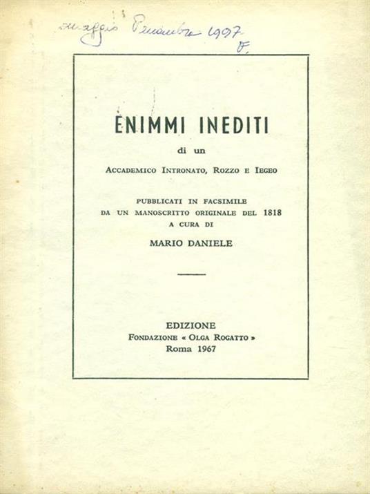 Enimmi inediti - Mario Daniele - copertina
