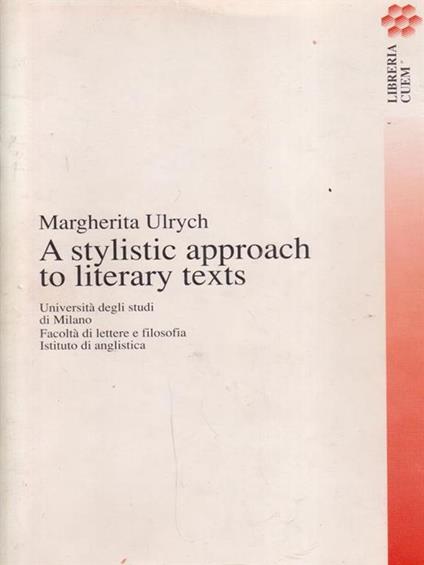 A stylistic approach to literary texts - Margherita Ulrych - copertina