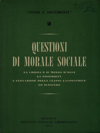 Questioni di morale sociale -   - copertina