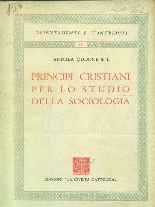 Principi cristiani per lo studio della sociologia - Andrea Oddone - copertina