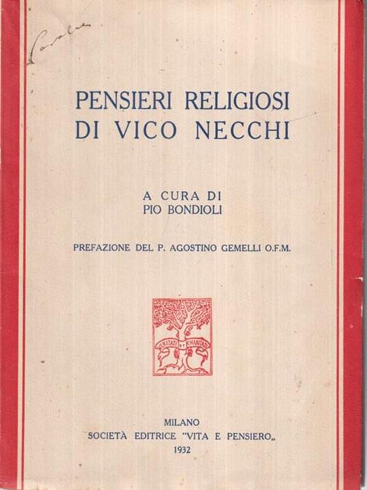 Pensieri religiosi di Vico Necchi - Pio Bondioli - copertina