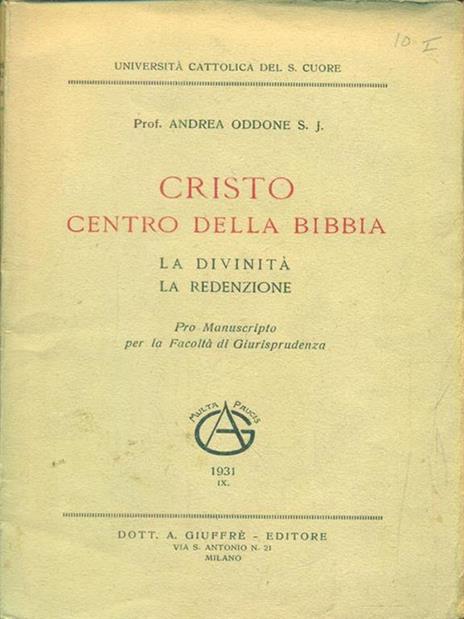 Cristo centro della bibbia - Andrea Oddone - copertina