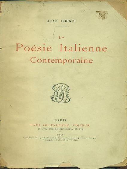 La  poesie italienne contemporaine - Jean Dornis - copertina
