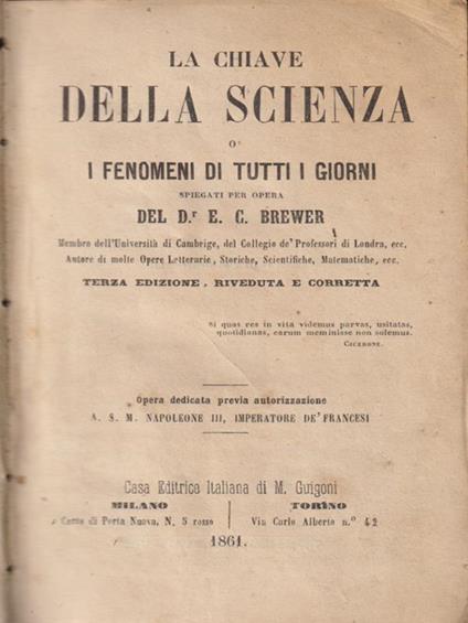 La chiave della scienza o i fenomeni di tutti i giorni - Brewer - copertina