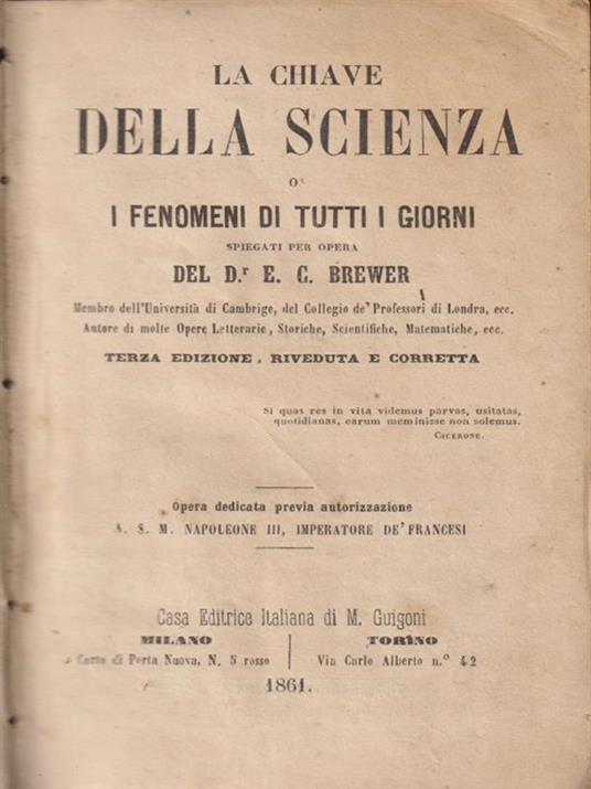 La chiave della scienza o i fenomeni di tutti i giorni - Brewer - copertina