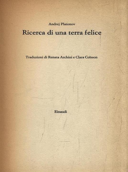 Ricerca di una terra felice - Andrej Platonov - copertina