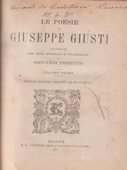 Le poesie di Giuseppe Giusti 2 voll. - Giuseppe Giusti - copertina
