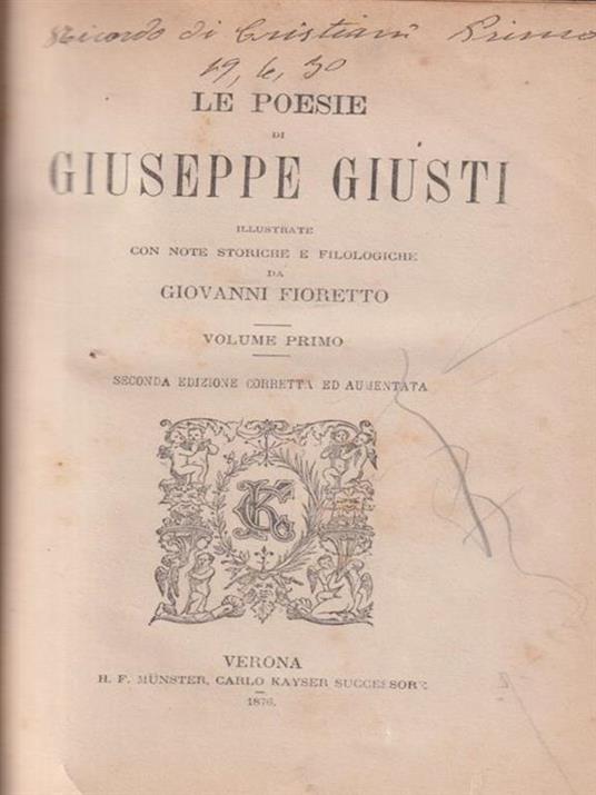 Le poesie di Giuseppe Giusti 2 voll. - Giuseppe Giusti - copertina