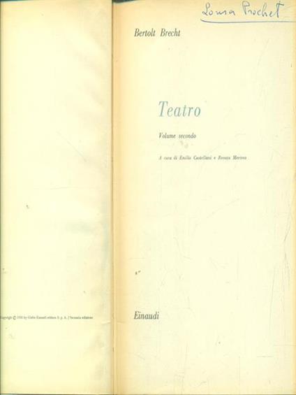 Teatro. vol 2 - Bertolt Brecht - copertina