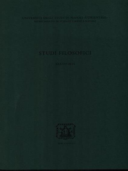 Studi filosofici XXXVII/2014 - copertina