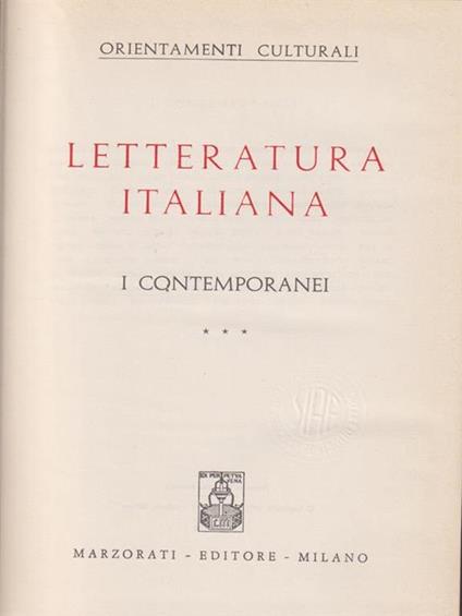 Letteratura italiana. I contemporanei vol. III -   - copertina